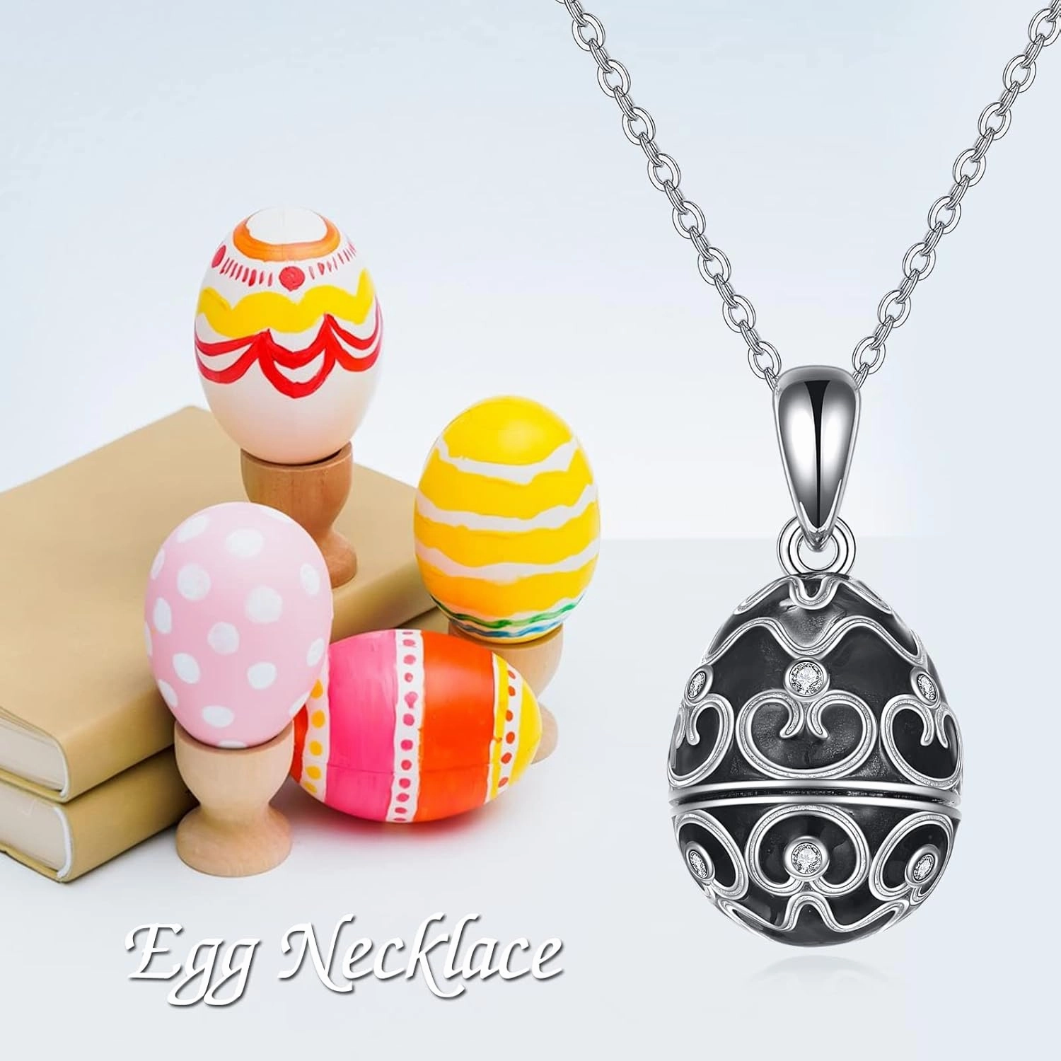 AXELUNA Fox Necklace Sterling Silver Easter Egg Necklace Fox Pendant Animal Jewelry Gifts for Women Girls Birthday Graduation Gift