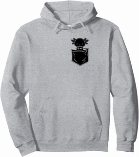 Axolotl Inside Pocket Watching You, Walking Fish Axolotl Pullover Hoodie