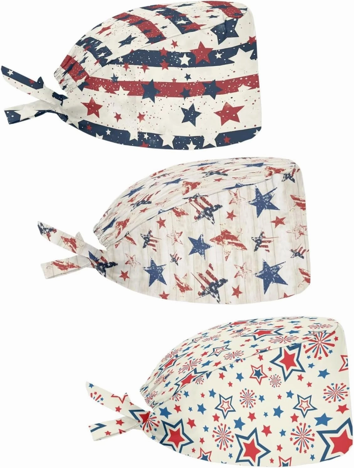 Babrukda 3 Pack Set Cap with Sweatband Adjustable Tie Back Hat Headgear Beanie Turban Hat