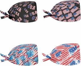 Babrukda 4 Pack Cap with Sweatband Adjustable Tie Back Hat Headgear Xmas Beanie