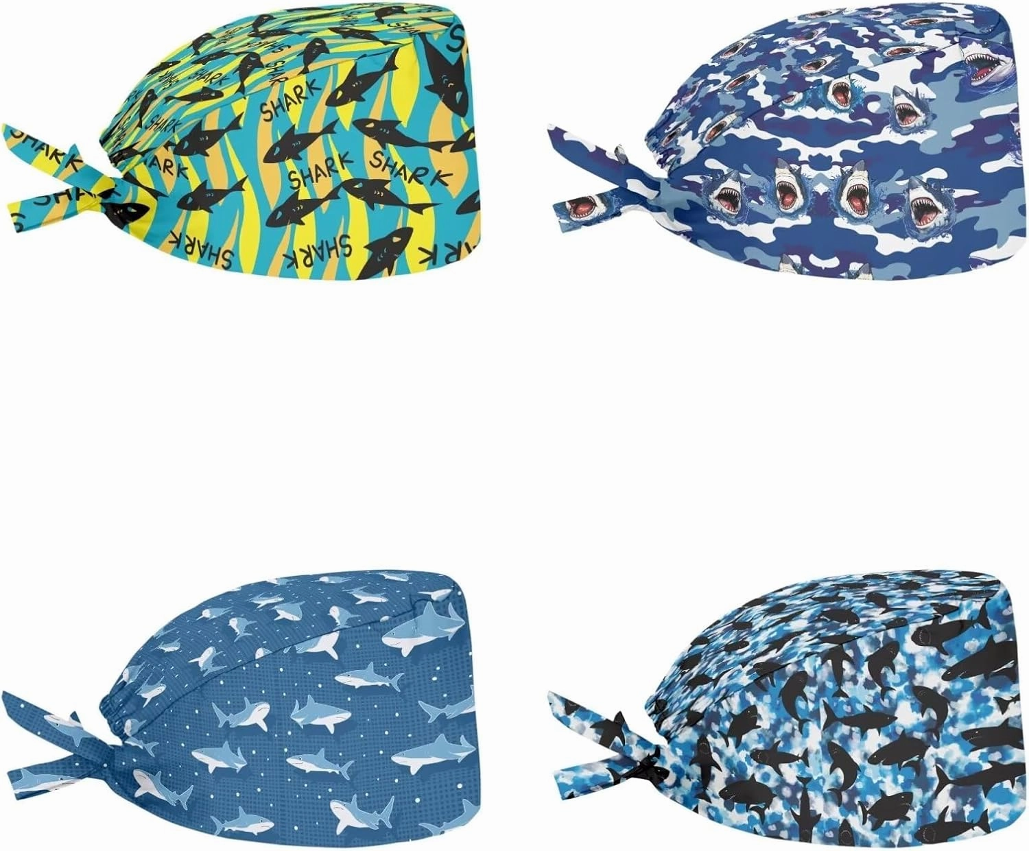 Babrukda 4 Pack Cap with Sweatband Adjustable Tie Back Hat Headgear Xmas Beanie