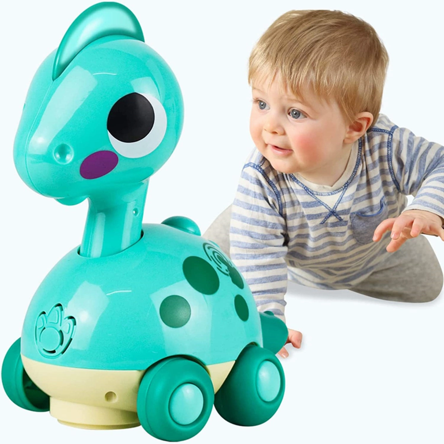 Baby Early Educational Sensory Toys , Touch and Go Musical Crawling Dinosaur Toys with Lights & Sounds