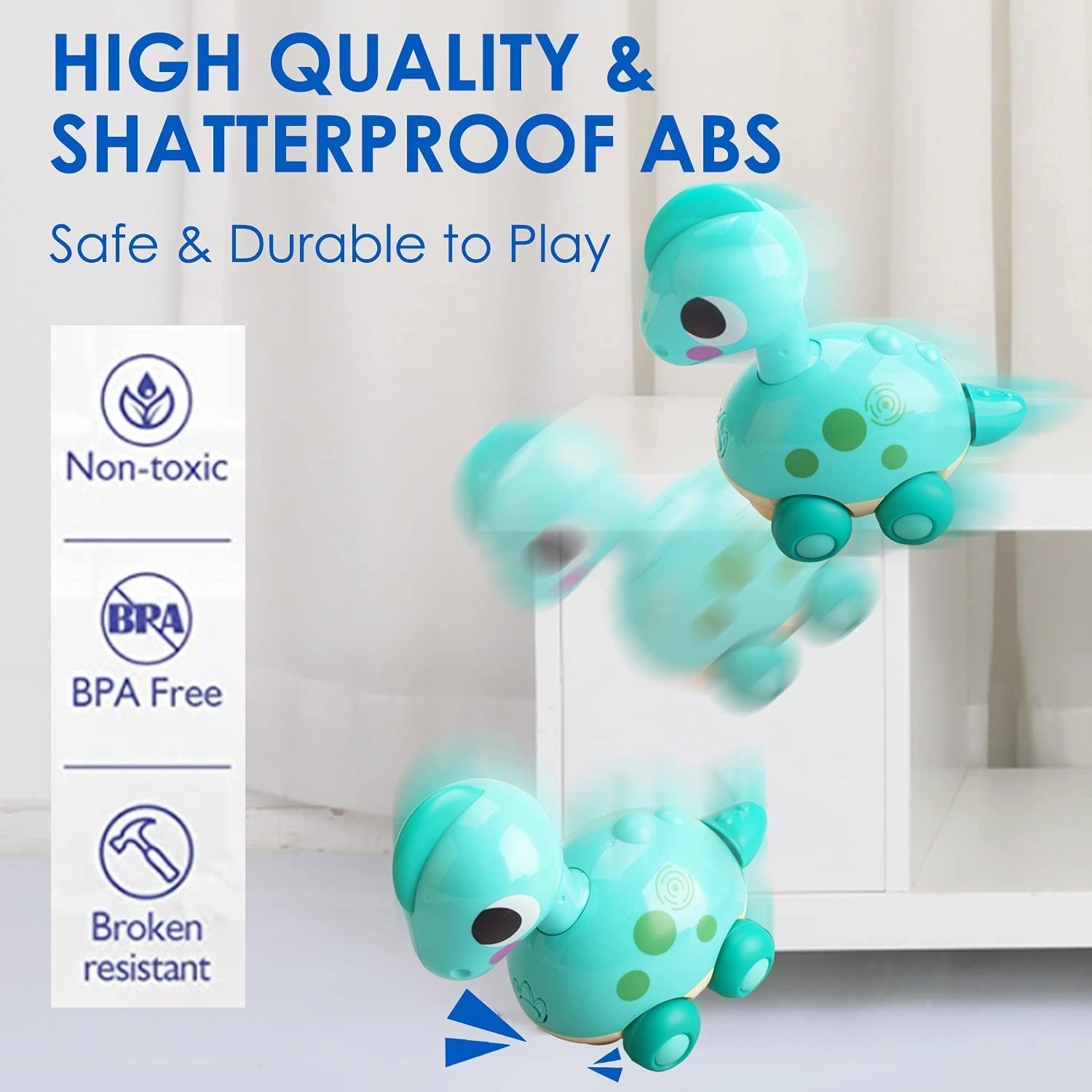 Baby Early Educational Sensory Toys , Touch and Go Musical Crawling Dinosaur Toys with Lights & Sounds