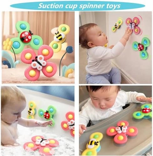 Baby Toys 6-12 Months, Montessori Toys for Toddlers 1-3 Year Old, Busy Cube Teether Infants Bath Toys 6 in 1 Stacking Blocks Rings, Suction Cup Spinner Toy, Shape Bin Sensory Toys. (0035)