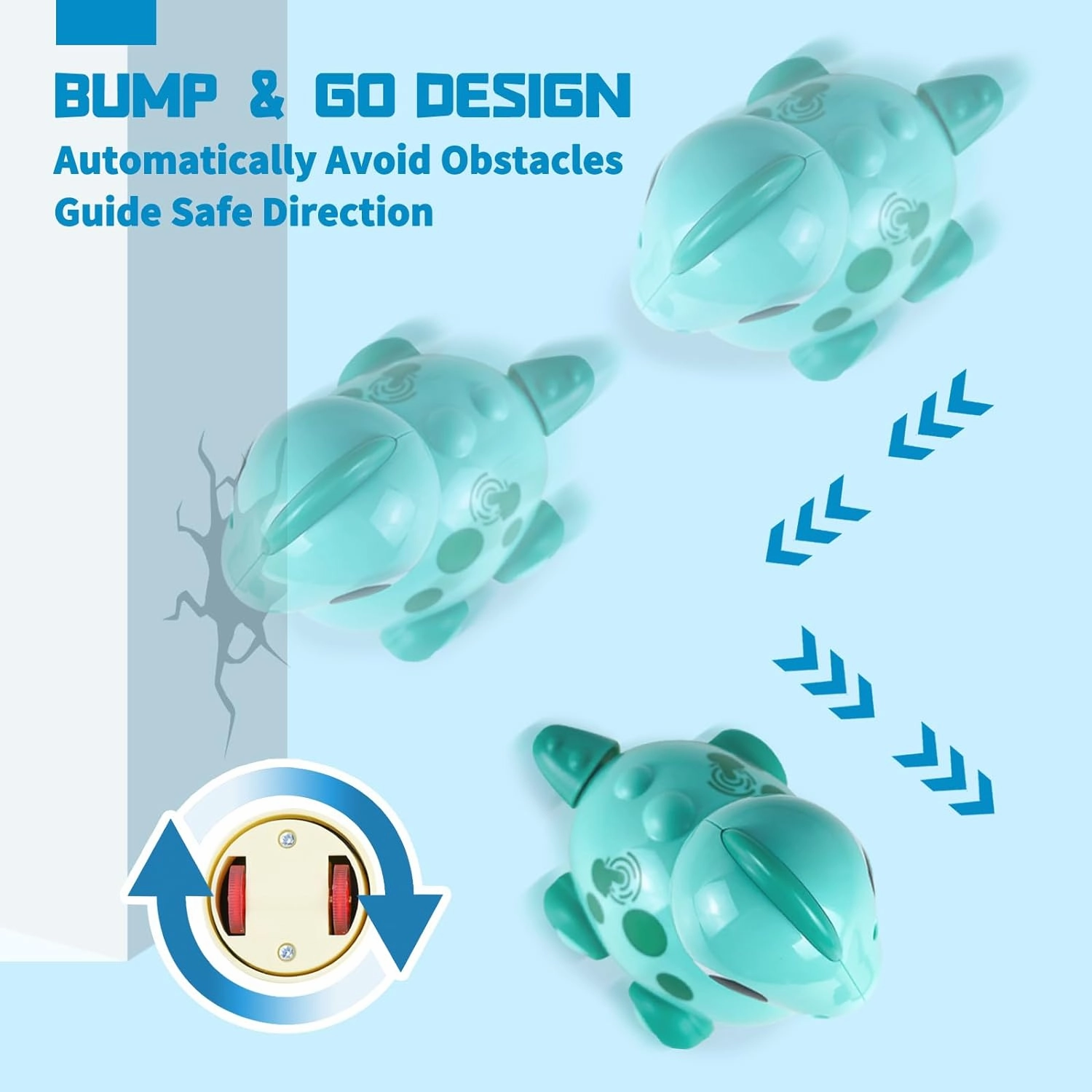 Baby Toys, Touch and Go Musical Crawling Dinosaur Toys with Lights & Sounds, Learning Gifts for Boys Girls Toddlers Kids