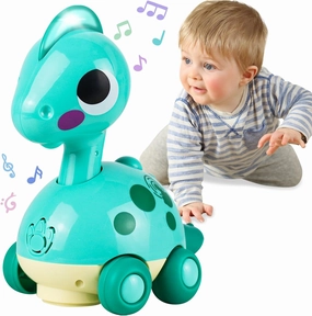 Baby Toys, Touch and Go Musical Crawling Dinosaur Toys with Lights & Sounds, Learning Gifts for Boys Girls Toddlers Kids