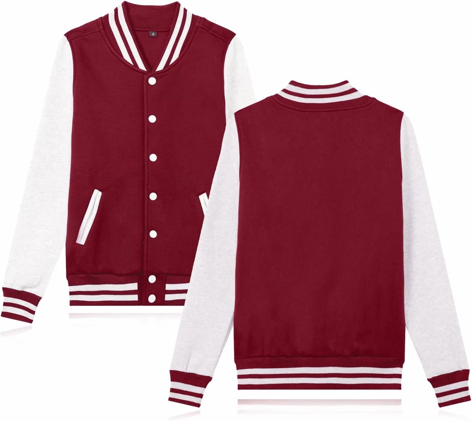 babyhealthy Women's Men's Varsity Baseball Jacket Casual Letterman Bomber Jacket Windbreaker Lightweight Jacket Coat