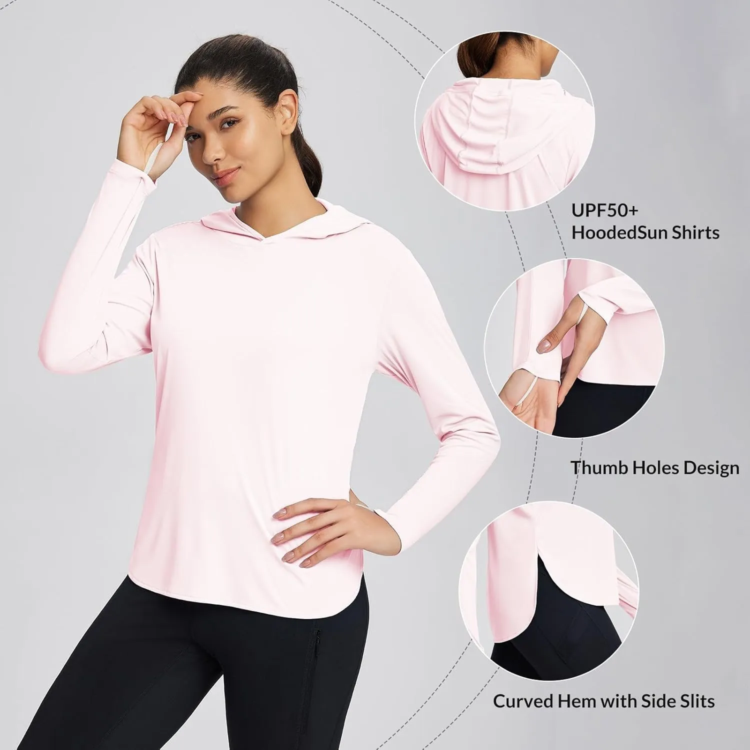 baleaf Women's UPF 50  Sun Shirt with Hoodie SPF Long Sleeve UV Protection Clothing Hiking Fishing Outdoor Lightweight