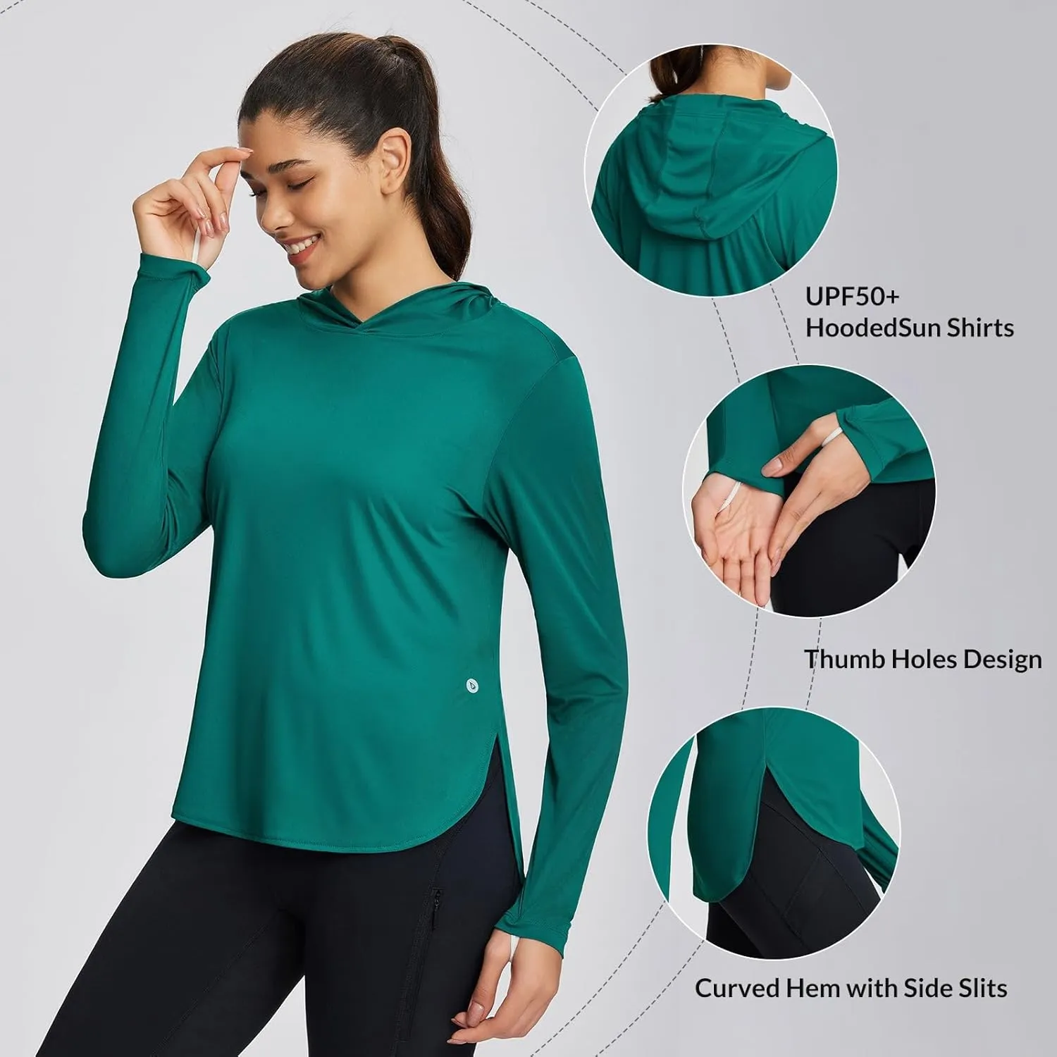 baleaf Women's UPF 50  Sun Shirt with Hoodie SPF Long Sleeve UV Protection Clothing Hiking Fishing Outdoor Lightweight