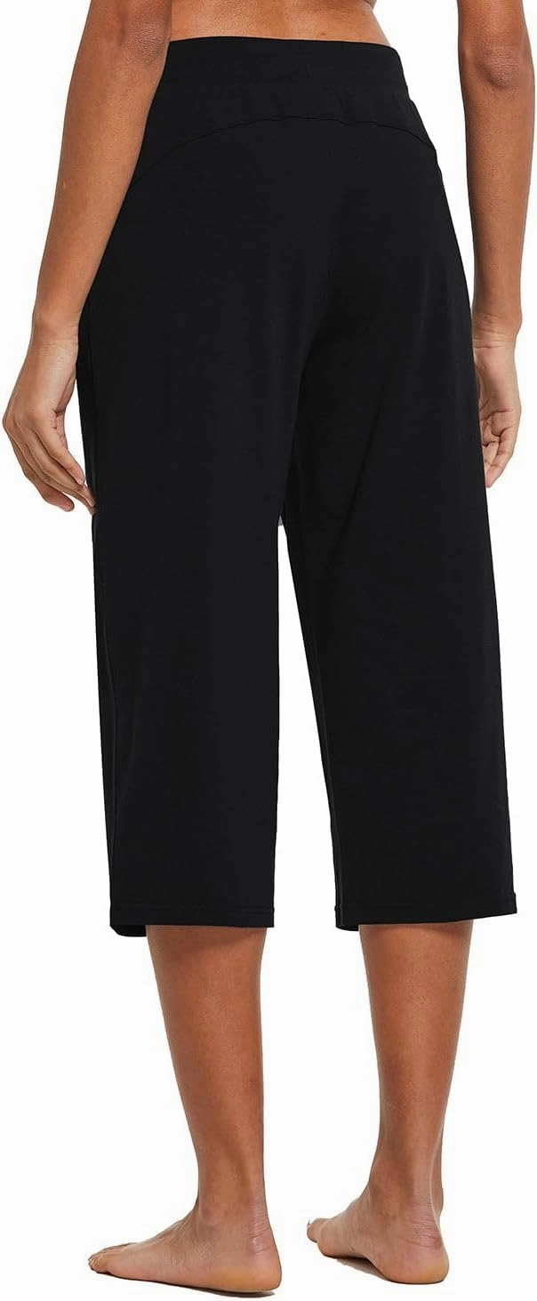 baleaf Women's Capris Yoga Cotton Wide Leg Casual Summer Capri Sweatpants Loose Lounge Workout Crop Pants Pockets