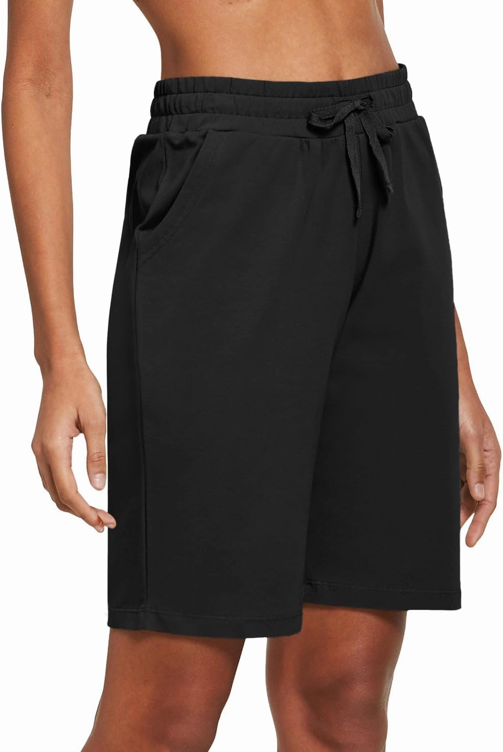 baleaf Women's Cotton Bermuda Long Shorts 10" Knee Length Loose Drawstring Waist Sweat Shorts with Pockets Casual Summer