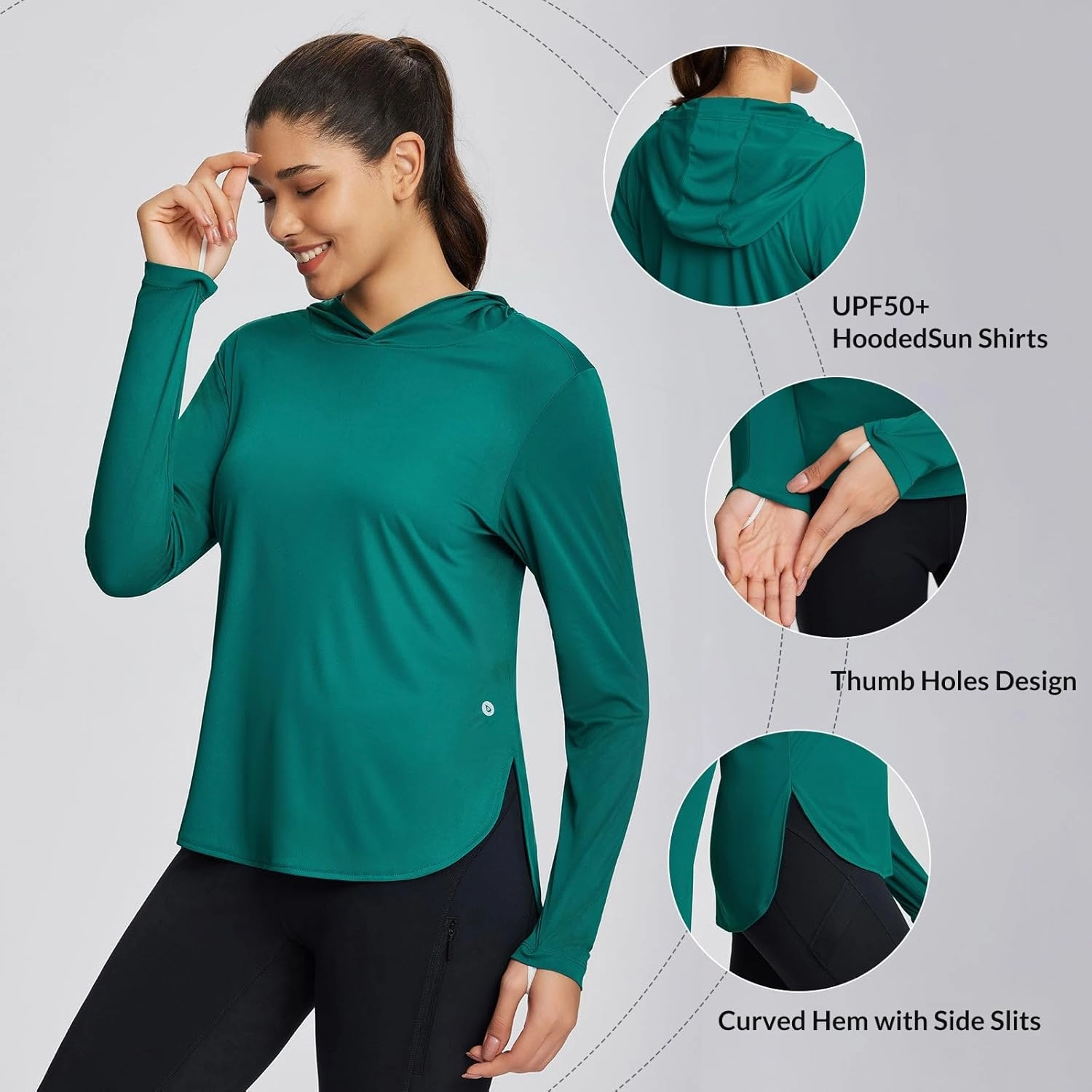baleaf Women's UPF 50  Sun Shirt with Hoodie SPF Long Sleeve UV Protection Clothing Hiking Fishing Outdoor Lightweight