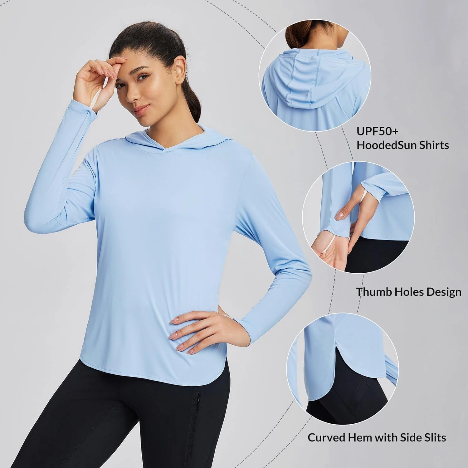 baleaf Women's UPF 50  Sun Shirt with Hoodie SPF Long Sleeve UV Protection Clothing Hiking Fishing Outdoor Lightweight