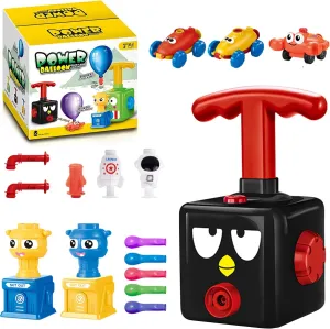 Balloon Launcher Car Toy Set,Balloon Toys for Kids with 12 PCS Balloons and Car Launcher,Kids Balloon Power Car Preschool Educational Science Stem Toy for Children Ages 3  (Black)