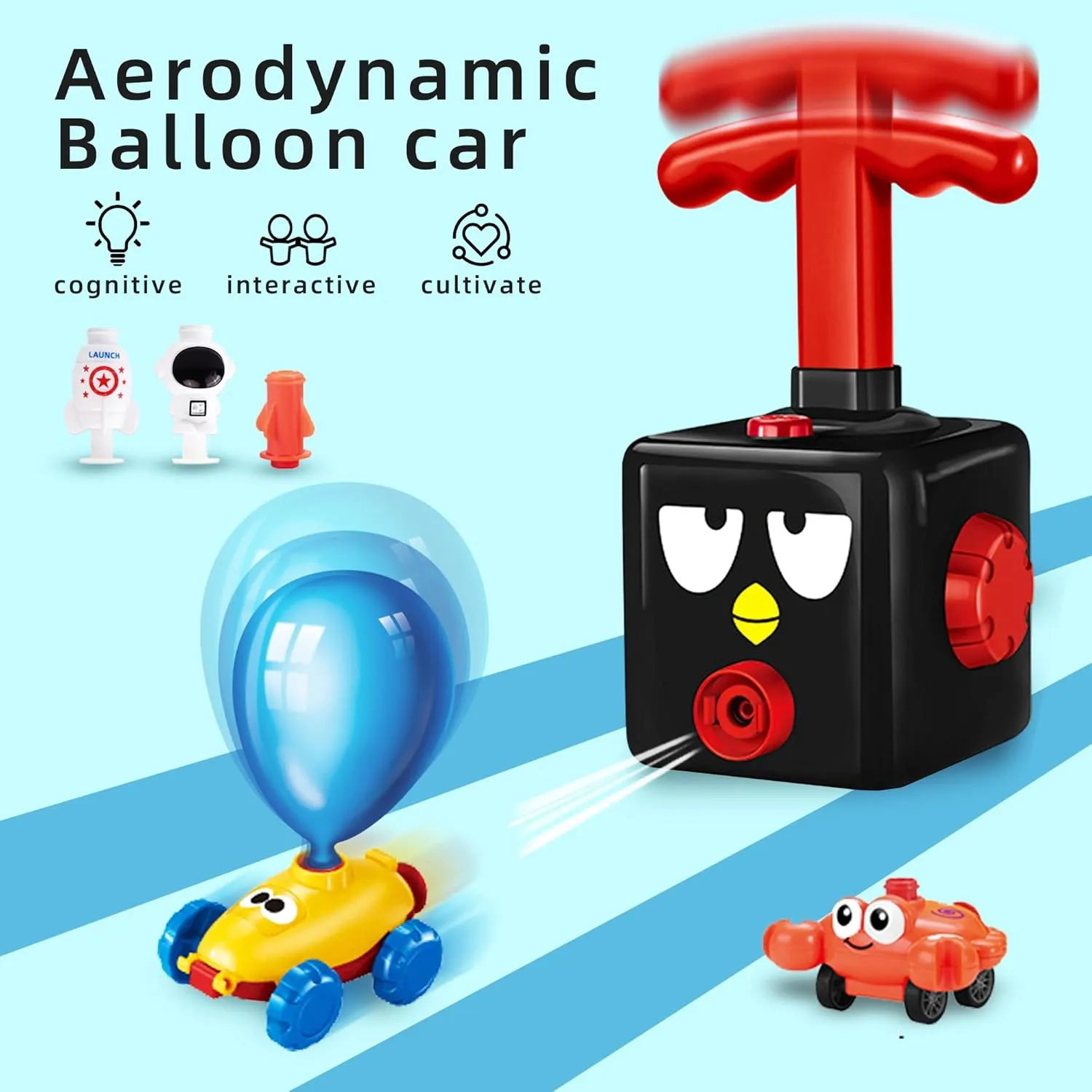 Balloon Launcher Car Toy Set,Balloon Toys for Kids with 12 PCS Balloons and Car Launcher,Kids Balloon Power Car Preschool Educational Science Stem Toy for Children Ages 3  (Black)