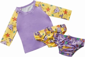 Bambino Mio, Revolutionary Reusable Swim Set - 2 Swim Nappies and Rash Top, Baby and Toddler, Sun Protection UPF40 , Sand Squad, 2-3 Years
