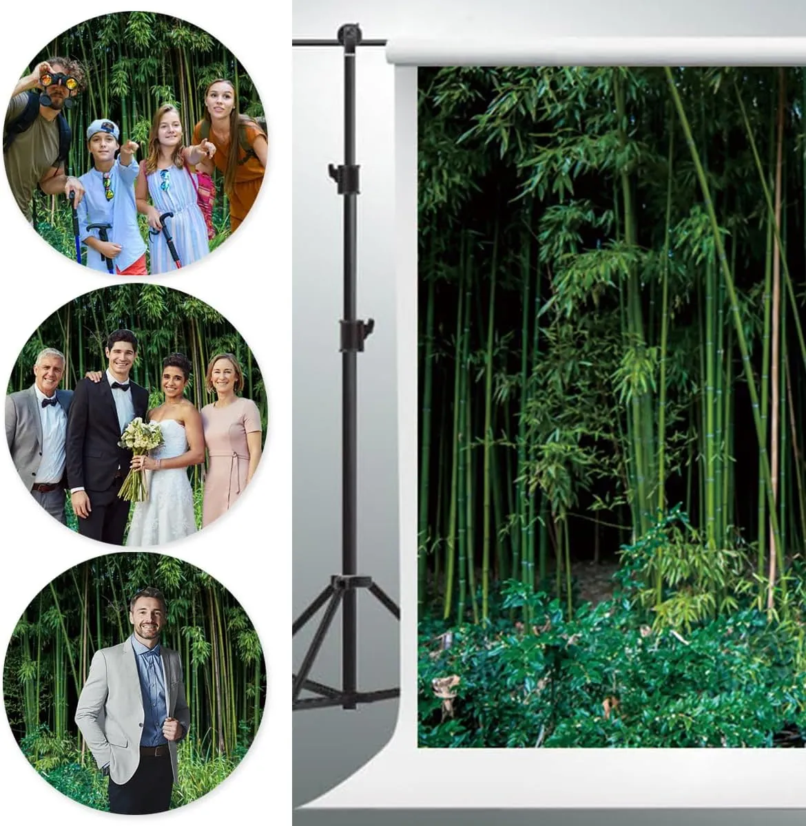 Bamboo Forest Backdrop 10x7ft Natural Scenery Jungle Bushes Wild Grass Outdoor Countryside Photography Background Birthday Wedding Baby Shower Party Banner Home Decorations Photo Studio Booth Props