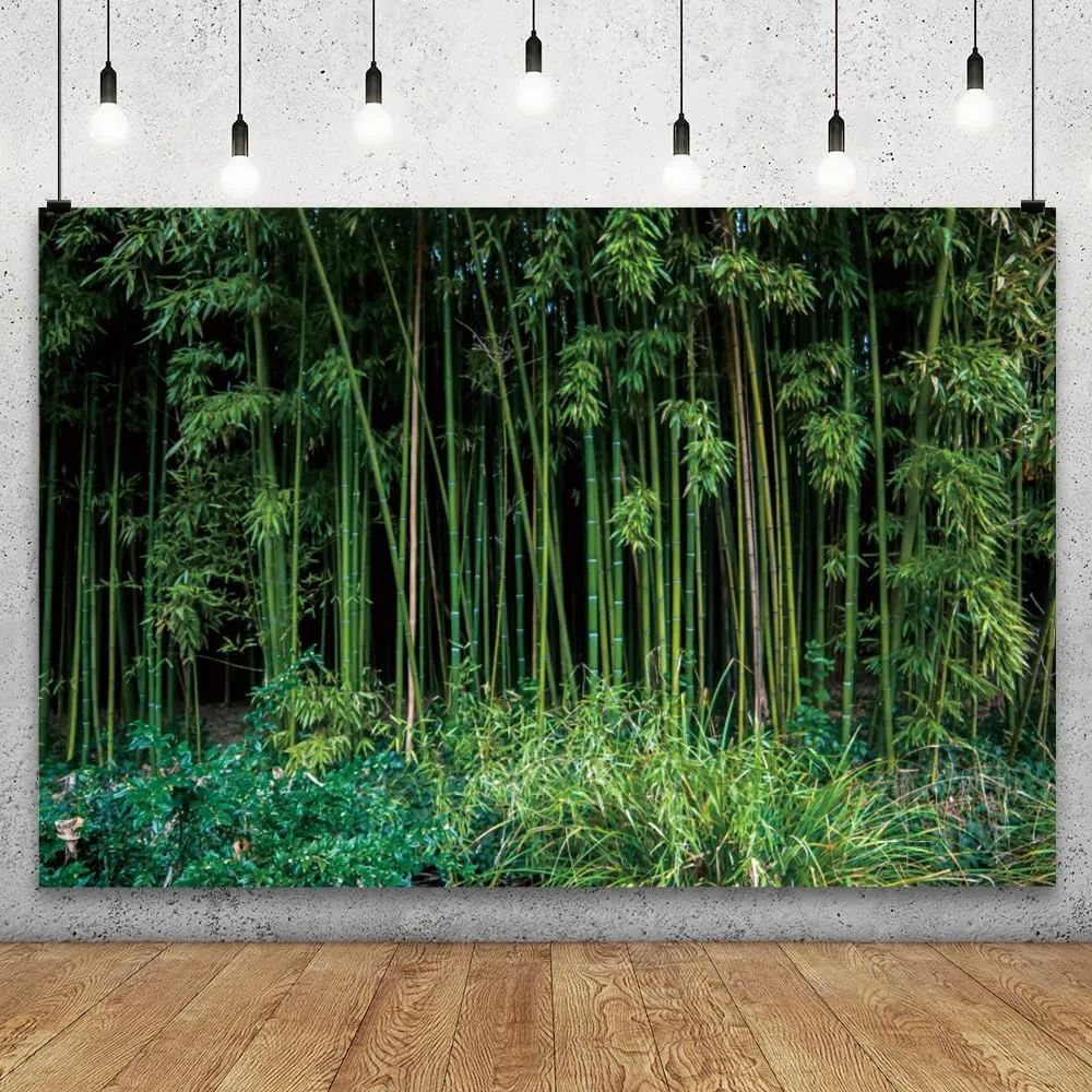 Bamboo Forest Backdrop 10x7ft Natural Scenery Jungle Bushes Wild Grass Outdoor Countryside Photography Background Birthday Wedding Baby Shower Party Banner Home Decorations Photo Studio Booth Props