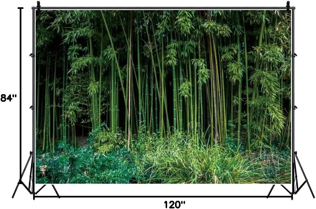 Bamboo Forest Backdrop 10x7ft Natural Scenery Jungle Bushes Wild Grass Outdoor Countryside Photography Background Birthday Wedding Baby Shower Party Banner Home Decorations Photo Studio Booth Props