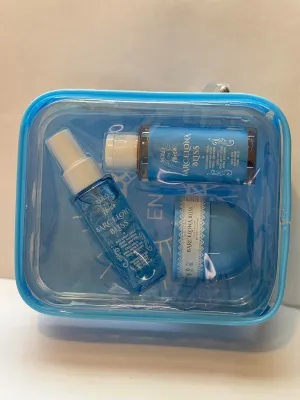 Barcelona Bliss Summer Bath Gift Set, Bubble Bath, Body Mist and Body Butter, Blue Travel Case