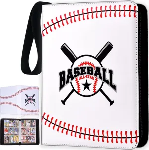 Baseball Card Binder with Sleeves 900 Pockets- Premium PU Leather, Double Sided- Trading Card Storage/Ring Holder Organizer Album for MTG, TCG, Sports Cards, Baseball Gifts