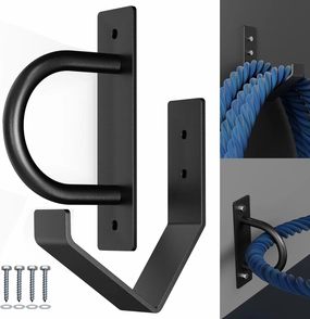 Battle Rope Wall Anchor Kit, Heavy Duty Steel Wall Anchor with Training Rope Organiser, Fitness Rope Wall Mount, Black