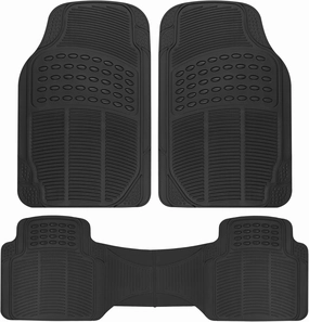 BDK ProLiner Floor Mats for Cars Trucks SUV, 3-Piece All-Weather Car Mats with Universal Fit Design, Durable Car Floor Mats with Capture Ridges, Waterproof Rubber Floor Mats for Cars (Black)