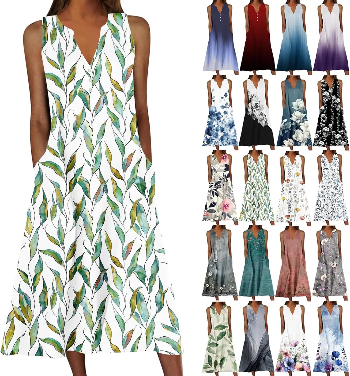 Beach Sundresses for Women 2025 Vacation Casual Plus Size Midi Sun Dress Loose Flowy Summer Boho Long Dresse Trendy