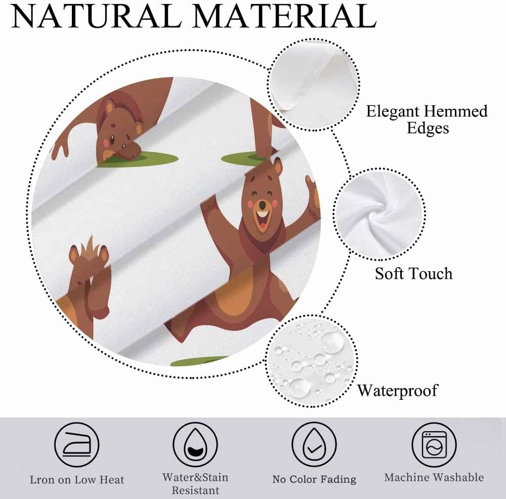 Bear Grizzly Birthday Tablecloth 60x84 Inch Rectangle Table Cloth Funny Adorable Cute Cartoon Comic Zoo Animal Poses Kitchen Table Cover Deco for Home Dinner Party