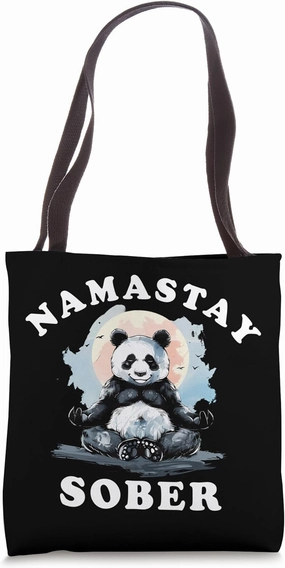 Bear Namastay Sober NA AA Alcoholics Anonymous Mediation Tote Bag