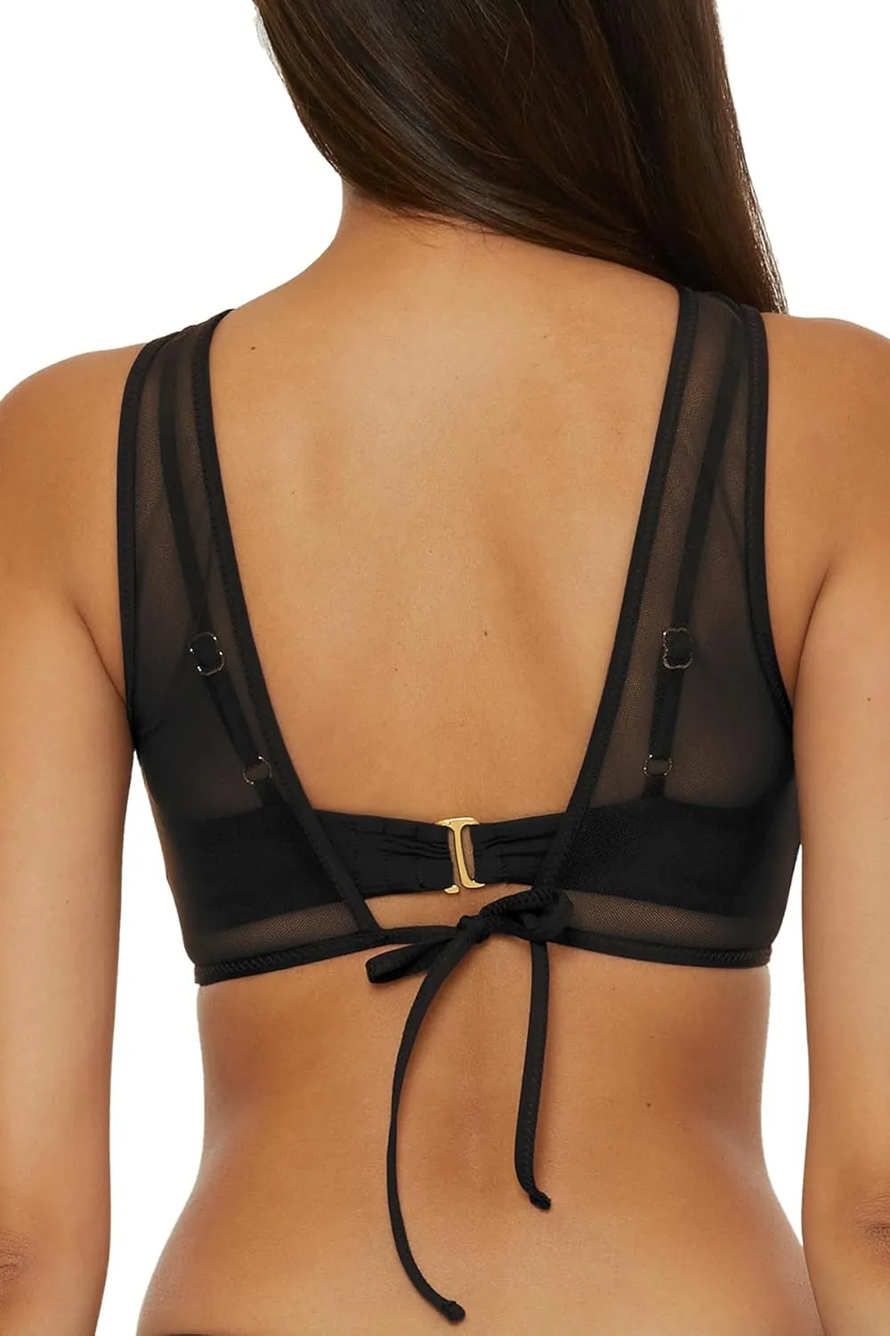 BECCA Women's Muse Layered Bralette Bikini Top, Adjustable, Swimwear Separates