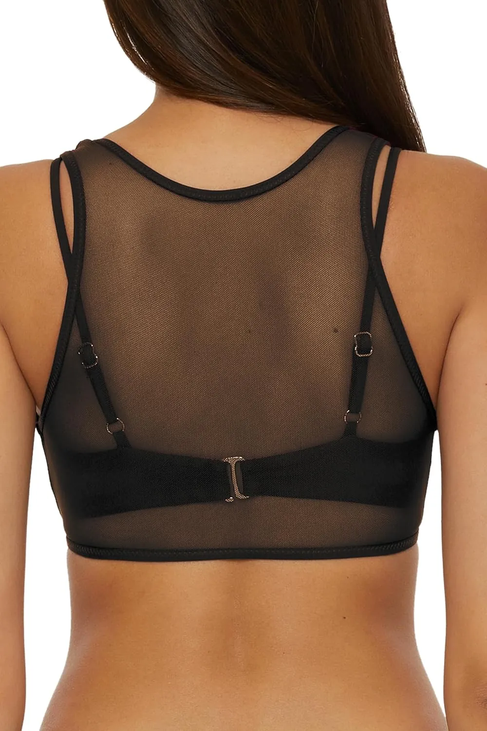 BECCA Women's Muse Layered Bralette Bikini Top, Adjustable, Swimwear Separates