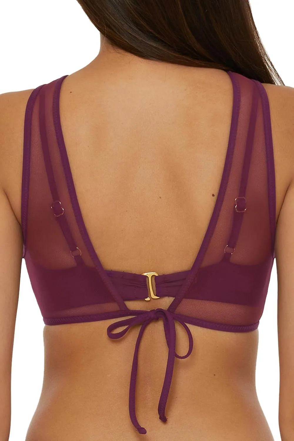 BECCA Women's Muse Layered Bralette Bikini Top, Adjustable, Swimwear Separates