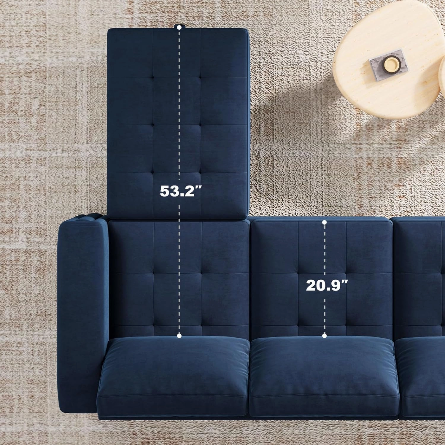 Belffin Modular Sectional Sofa U Shaped Sectional Couch with Storage Ottoman Velvet 9-Seater Convertible Sectional Sofa with Chaises Blue