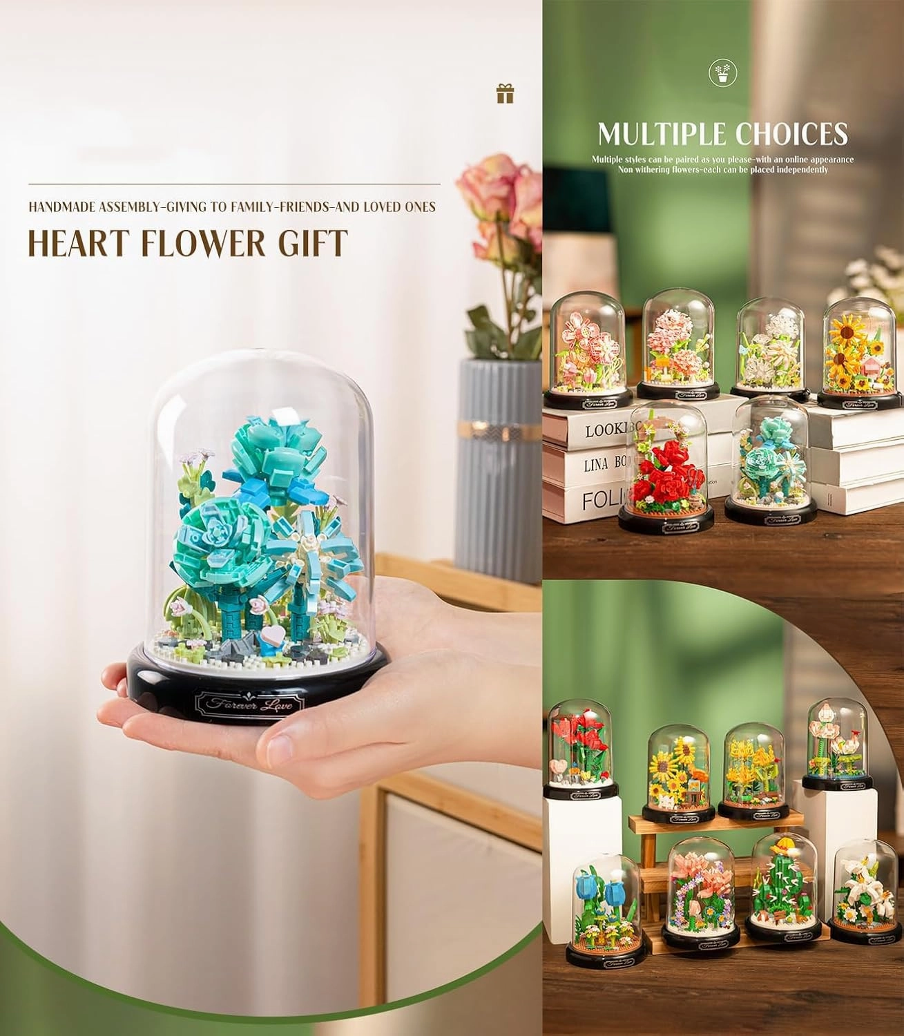Bell Orchid Home Bouquets Building Toy with Dust Cover - Creative Housewarming, Ideal Creative Toy Gift for Moms and Women