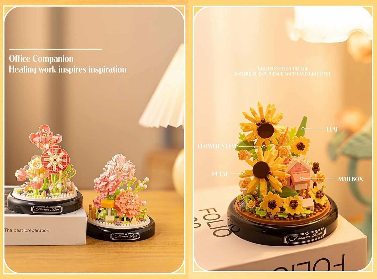 Bell Orchid Home Bouquets Building Toy with Dust Cover - Creative Housewarming, Ideal Creative Toy Gift for Moms and Women