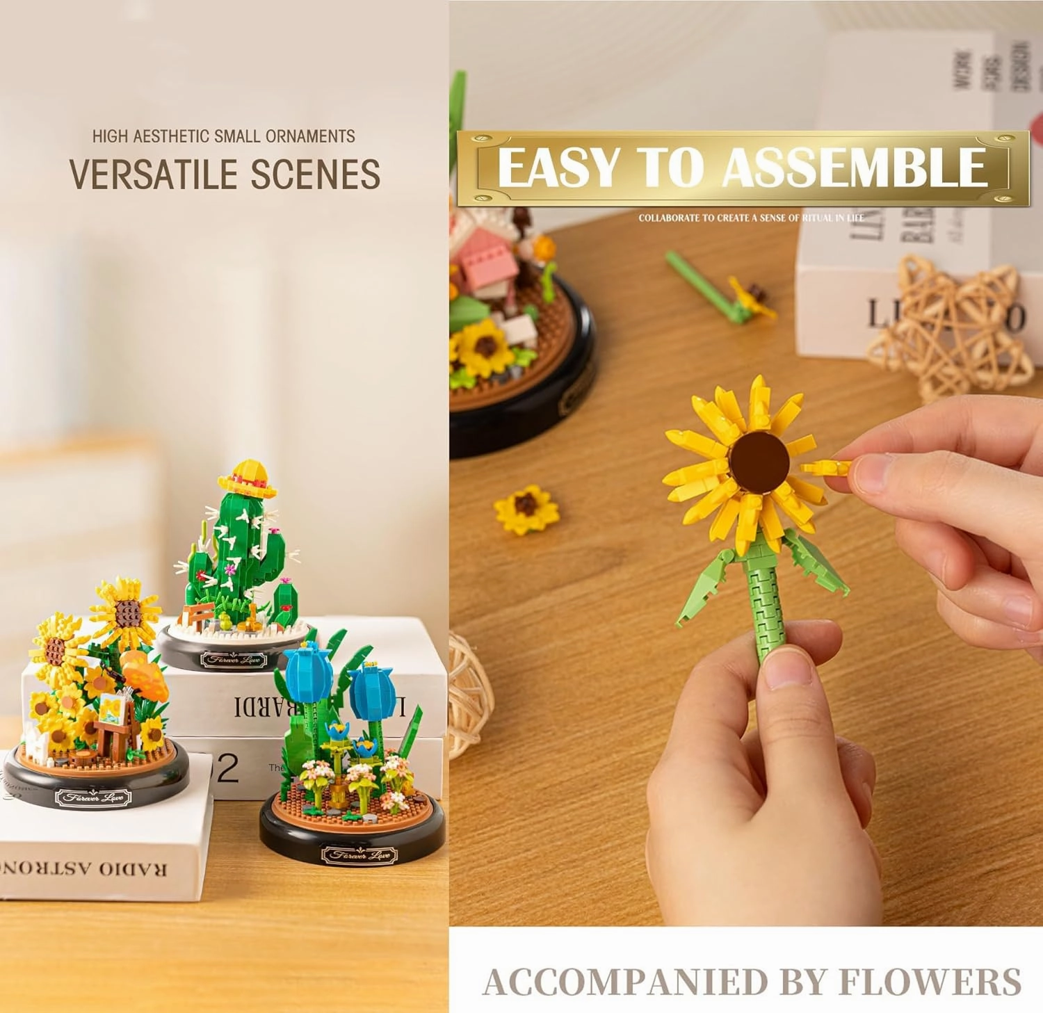 Bell Orchid Home Bouquets Building Toy with Dust Cover - Creative Housewarming, Ideal Creative Toy Gift for Moms and Women
