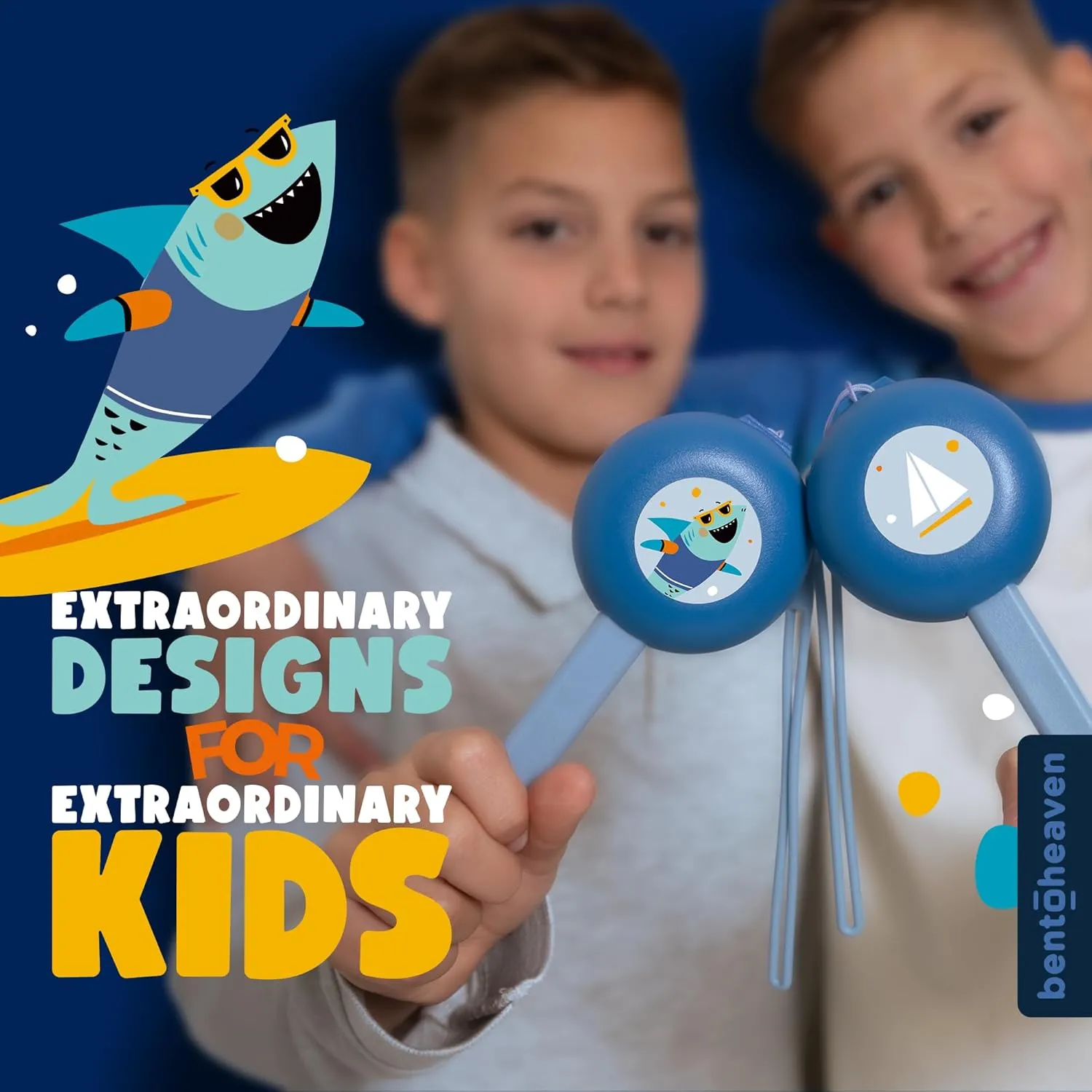 Bentoheaven Kids Travel Utensils with Case, Food-Grade Stainless Steel & BPA-Free Plastic, Travel Kid Cutlery Set, Dishwasher Safe Fork, Spoon & Case, Reusable Flatware, Silverware for Kids (Shark)
