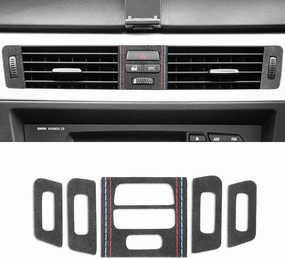 BETTERHUMZ Car Front Air Condition Outlet Frame Trim Cover for BMW E90 E91 E92 E93 3 Series 2005-2012 325i 320i 318i for Alcantara Center Console Panel Sticker Car Molding Accessories