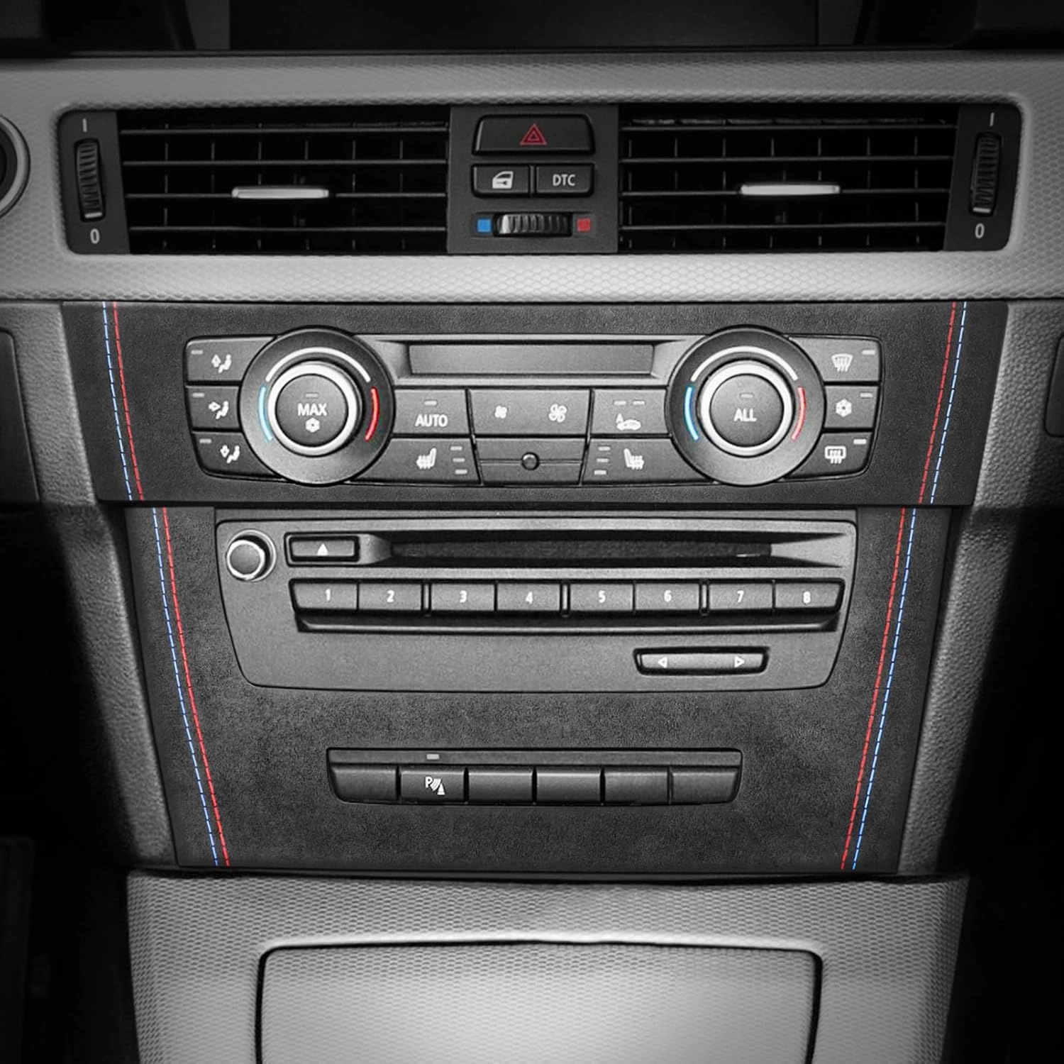 BETTERHUMZ for Alcantara AC Air Conditioning CD Panel Trim Central Console Cover Compatible with BMW E90 E91 E92 E93 3 Series 2005-2012 325i 320i 318i Car Styling Interior Tuning Accessories