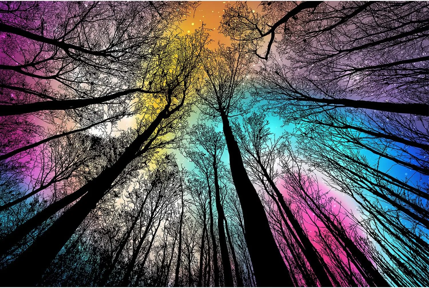 Bgraamiens Puzzle-Forest Under Starry Night-1000 Pieces Gradient Magic Colorful Puzzle for Adult,Hard Challenge Puzzle for Adult