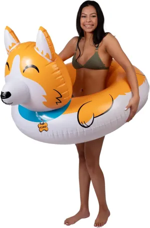 BigMouth Giant Animal Pool Float, Inflatable Floatie Tube, Blow Up Swim Ring, Outdoor Summer Pool Party Water Toy - Corgi