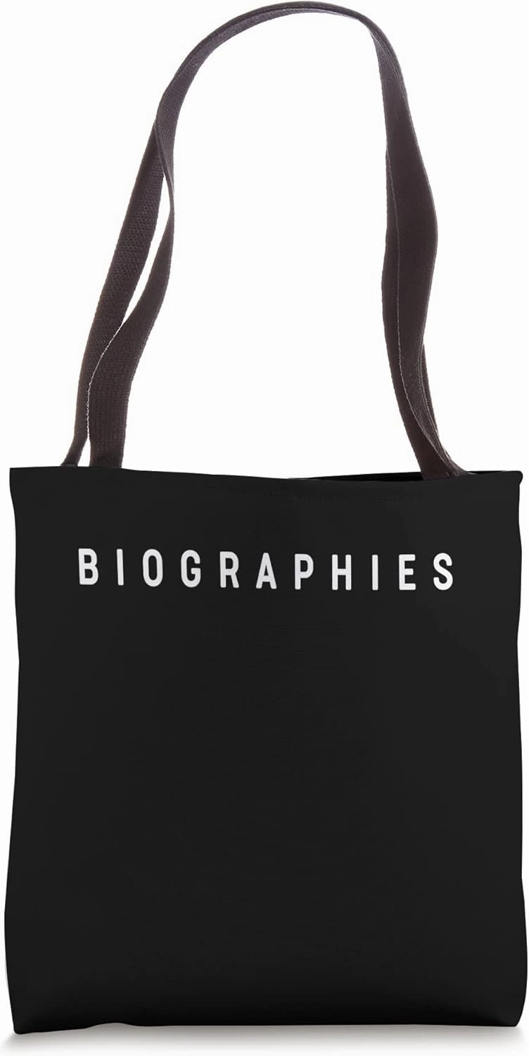 Biographies Book Design. Biography Lovers. Simple, Chic Font Tote Bag