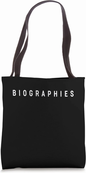 Biographies Book Design. Biography Lovers. Simple, Chic Font Tote Bag