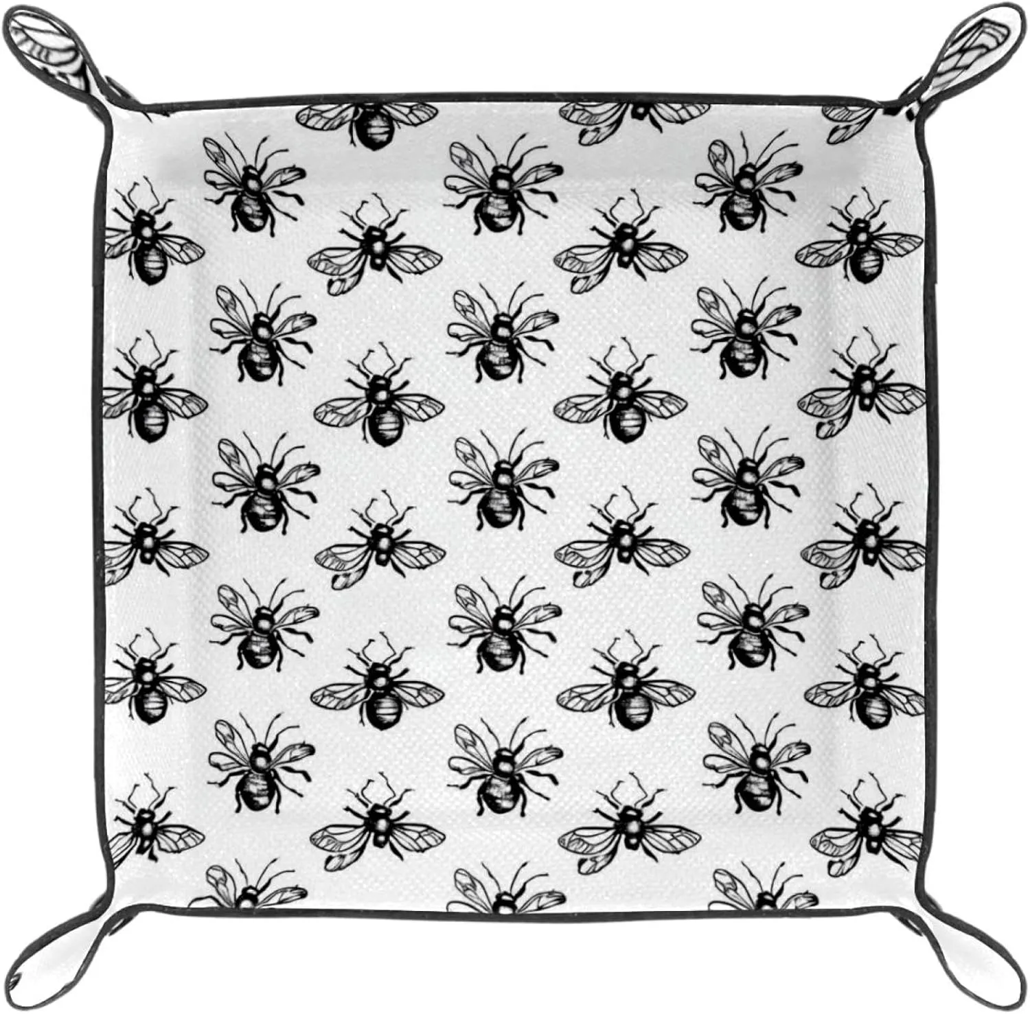 Black & White Simple Insect Small Stacking Jewelry Organizer Trays, Desk Drawer Earring and Bracelet Tray, Key Tray for Entryway Table, Decorative Ring Storage Tray