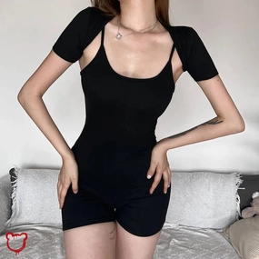 Black Backless Jumpsuit with Top