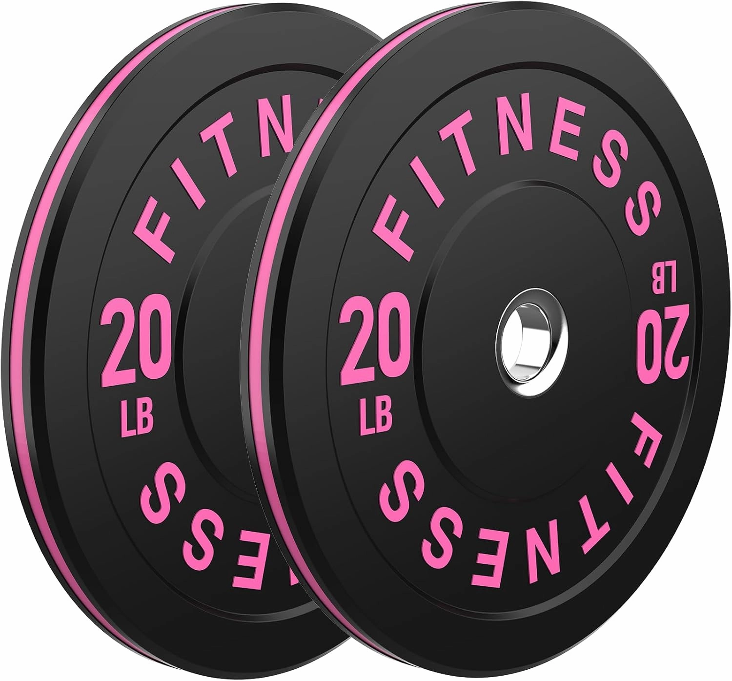 Black Bumper Plates Pro Rubber Weight Plates with Colored Rim, Low Bounce Strength Training Plate for Home & Gym, 2 Inch Olympic Standards Weight Set (10-550 lbs), Vibrant Barbell Weight Plates for Weight Lifting