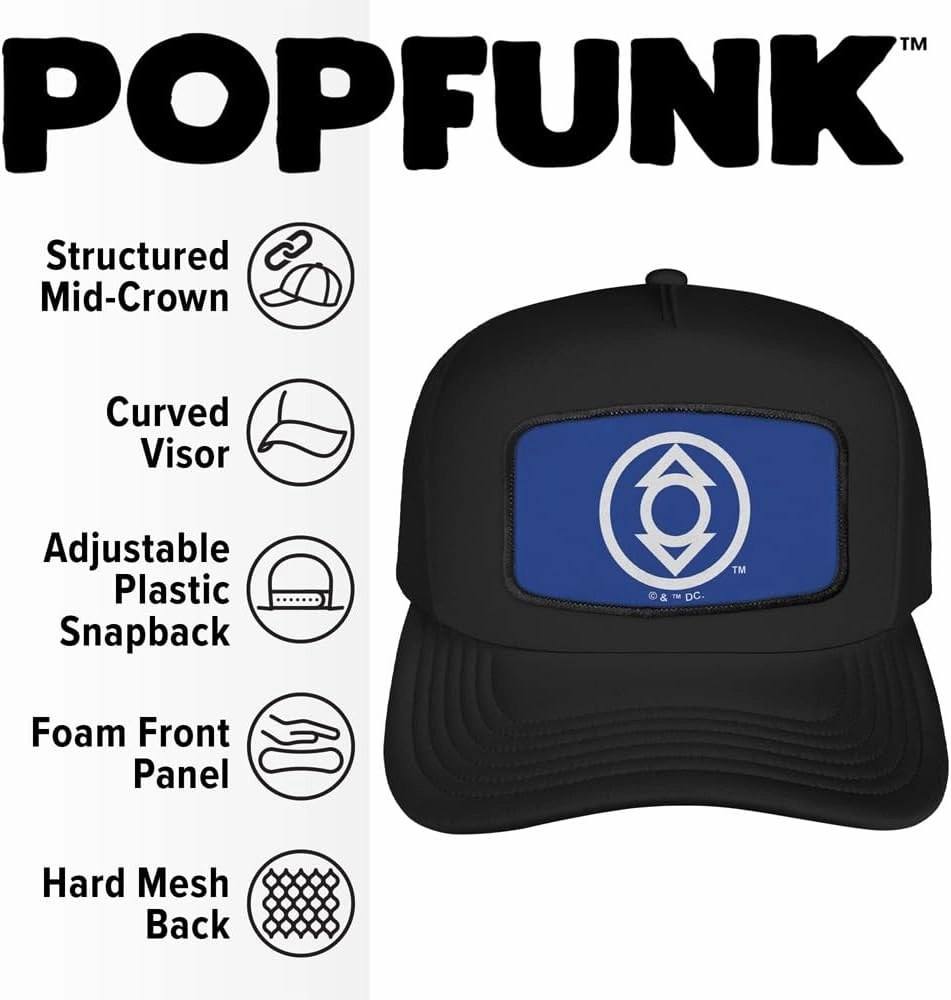 Blackest Night Lanterns Sublimated Patch Adjustable Snapback Foam Trucker Hat - Unisex for Men and Women, Collection