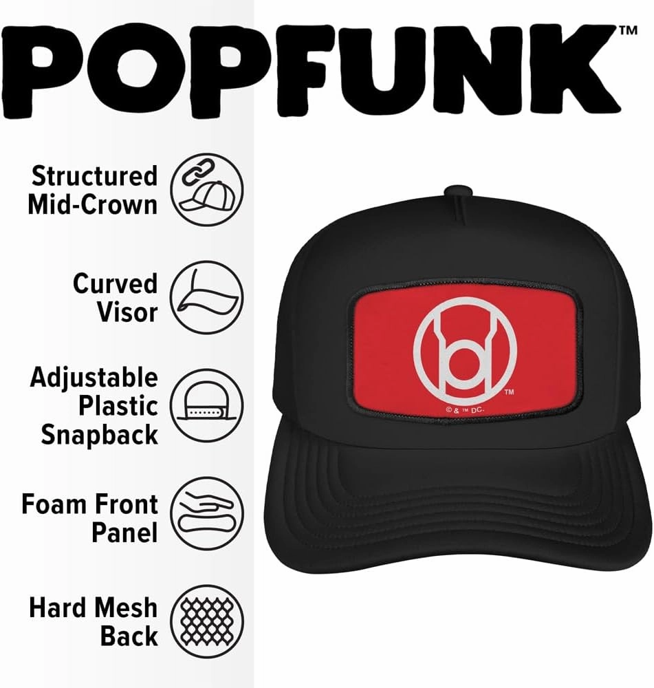 Blackest Night Lanterns Sublimated Patch Adjustable Snapback Foam Trucker Hat - Unisex for Men and Women, Collection