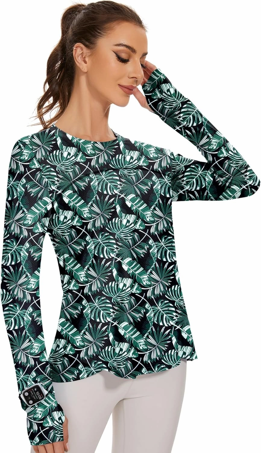 Blingfit Women's Workout Tops Long Sleeve Running Hiking Athletic Gym Shirts Lightweight UPF50  UV Rash Guard Sun Protection
